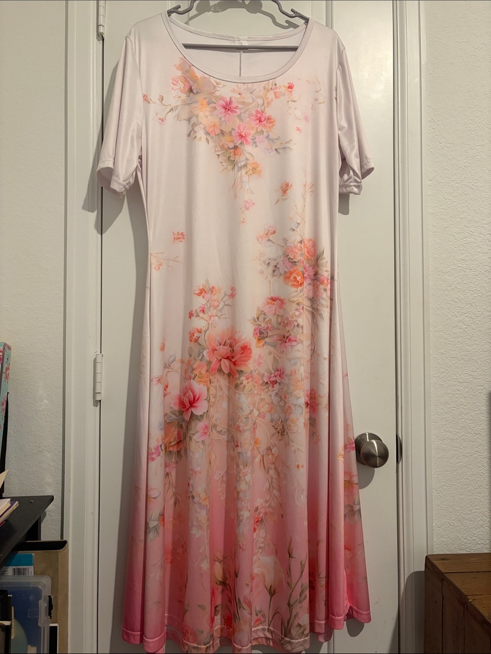 Floral Ombre Midi Dress - Pink